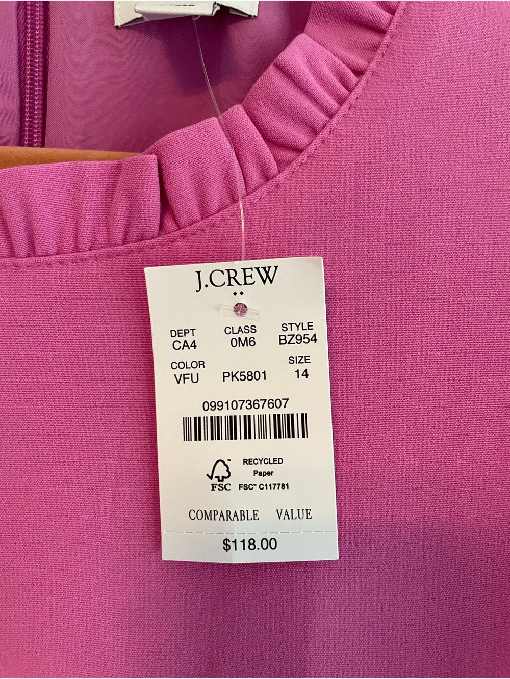 J. Crew Sleeveless Ruffle-Trim Shift Dress in Pink